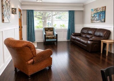 Front living room with comfortable seating at The Salted Dream House.