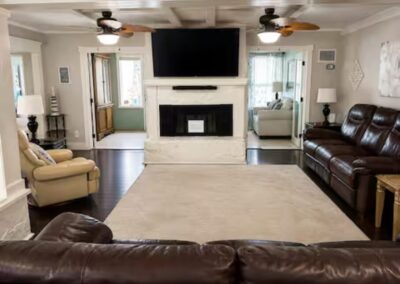 Great room with sectional seating and smart TV at The Salted Dream House.