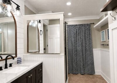 Full bathroom with walk-in shower at The Salted Dream House.