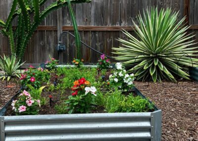 Colorful butterfly garden with tropical landscaping at The Salted Dream House.