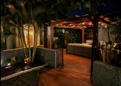Evening view of the courtyard pavilion at The Salted Dream House.