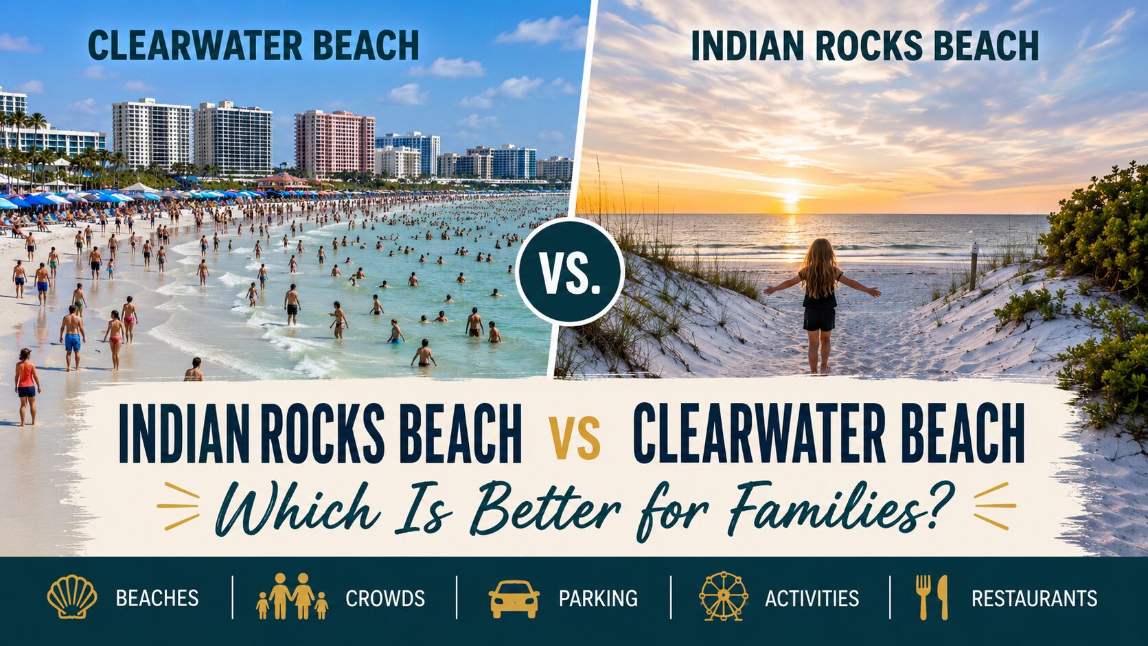 CLW-v-IRB Indian Rocks Beach versus Clearwater Beach vacation comparison guide.