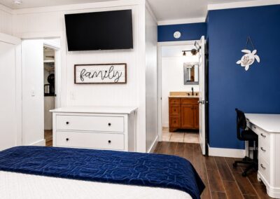 King suite bedroom at The Salted Dream House vacation rental.